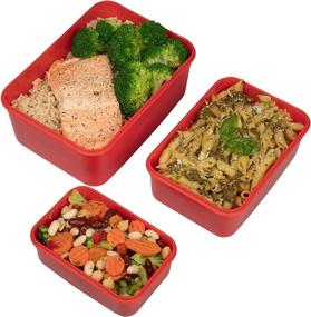 img 3 attached to 🍱 Convenient Set of 3 Nesting Microwave Food Storage Containers with Locking Steam Vent Lids - BPA Free, Fridge and Freezer Safe