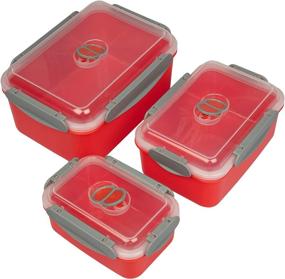 img 2 attached to 🍱 Convenient Set of 3 Nesting Microwave Food Storage Containers with Locking Steam Vent Lids - BPA Free, Fridge and Freezer Safe