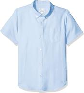 👕 amazon essentials boys' uniform short-sleeve woven oxford button-down shirts for kids logo