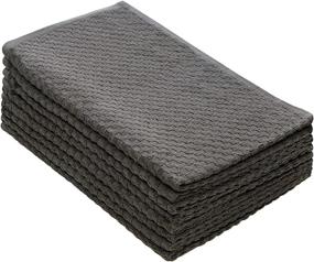 img 4 attached to 🧺 Highly Absorbent 8-Pack Euro Cafe Waffle Weave Terry Kitchen Towels by Cotton Craft - 16x28 Inches - Charcoal - 420 GSM Quality - Low Lint - Multi Purpose