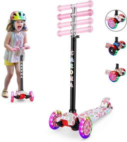 img 4 attached to 🛴 CAROMA Scooter for Kids: 3-Wheel Toddler Scooter with Adjustable Height, Foldable Design, and LED Light-Up Wheels - Perfect Gift for Boys & Girls Ages 3-12