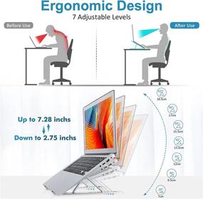 img 3 attached to 📲 Nestns Laptop Stand for Desk - Adjustable Aluminum Ergonomic Foldable Portable Monitor Stand for 10-18 Inch Laptops, Compatible with MacBook, iPad, HP, Dell, and More - 7 Angles Tablet Stand