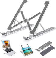 📲 nestns laptop stand for desk - adjustable aluminum ergonomic foldable portable monitor stand for 10-18 inch laptops, compatible with macbook, ipad, hp, dell, and more - 7 angles tablet stand logo