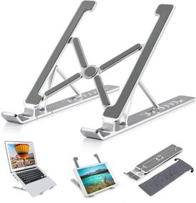 img 4 attached to 📲 Nestns Laptop Stand for Desk - Adjustable Aluminum Ergonomic Foldable Portable Monitor Stand for 10-18 Inch Laptops, Compatible with MacBook, iPad, HP, Dell, and More - 7 Angles Tablet Stand