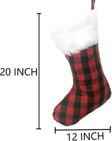 img 2 attached to 🎅 AISENO 3 Pack 20 Inch Buffalo Plaid Christmas Stockings with Faux Fur Hanging Ornaments in Snowy White - Black Red Plaid Candy Gift Bags for Festive Decoration