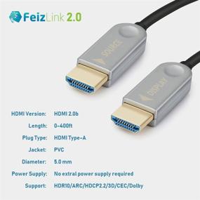 img 3 attached to 🔌 FeizLink 50ft HDMI Fiber Optic Cable: High Speed 18Gbps, 4K 60Hz, ARC HDR10, HDCP2.2 YUV4:4:4 - Thin Slim & Flexible!