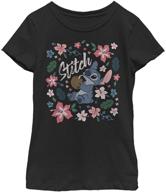 🌺 disney lilo & stitch tropical stitch solid crew tee for girls logo