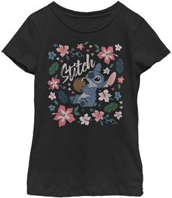 img 1 attached to 🌺 Disney Lilo & Stitch Tropical Stitch Solid Crew Tee for Girls