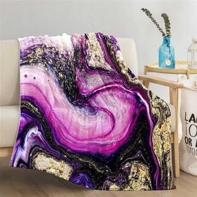 img 4 attached to SKOLOO Marble Throw Blanket for Couch - Cozy and Stylish Christmas or Birthday Gift for Women, Dark Purple Fluffy Abstract Blanket for Winter Gifts - 60'' x 80''