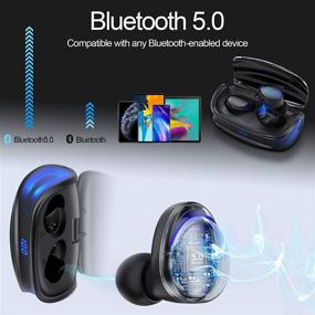 img 3 attached to 🎧 Беспроводные наушники AILKIN с Bluetooth микрофоном, мини стерео наушниками в ушах, эхо Bud Sport 5.0 наушниками для iPhone, Samsung, Android/Windows - идеальны для бега, игр и не только