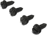 black license plate screws - set of 4 - front and back 🔩 fasteners for license plates, frames, or covers - rust-proof steel, self-tapping mounting bolts (black) logo