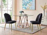 🪑 иконический домашний стул для обеденного стола chelsea - обивка из вельвета с вертикальним квильтом, современный стиль, ножки из твердого золотого металла (комплект из 2-х штук), черный. логотип