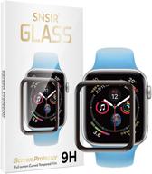 📱 защитное стекло snsir для apple watch series 6/se series 5/4 - полное покрытие, закаленное стекло [2 шт] - защитная пленка 9h 2.5d - черное 44 мм логотип