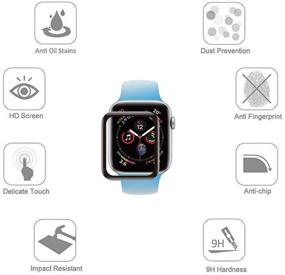 img 1 attached to 📱 Защитное стекло SNSIR для Apple Watch Series 6/SE Series 5/4 - полное покрытие, закаленное стекло [2 шт] - защитная пленка 9H 2.5D - черное 44 мм