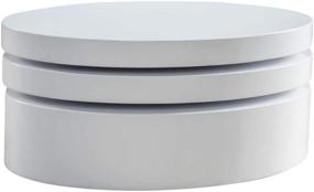 img 4 attached to 🔘 Modern Small Oval Rotating Coffee Table, Glossy White by Christopher Knight Home