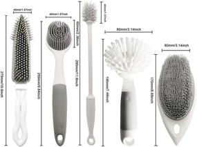 img 3 attached to 🧼 IZSOHHOME Silicone Brush Set: 5 Brushes and 2 Hooks for Efficient Kitchen Cleaning, Dishwashing, Bottle Cleaning, and More!