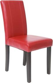 img 2 attached to 🪑 Набор из 2 красных городских стульев Parsons с твердым деревом и обивкой из искусственной кожи от Roundhill Furniture.