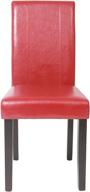 🪑 set of 2 red urban style solid wood leatherette padded parson chairs by roundhill furniture logo