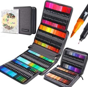 img 4 attached to 120 Colors Dual Tip Brush Pens Fineliners: Watercolor Markers & Highlighters Set | Art Markers for Adult Coloring, Drawing, and Calligraphy – Complete with Canvas Bag!