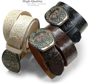 img 2 attached to 🤠 Authentic Western Tooled Grain Leather Brown Men's Accessories and Belts: Handcrafted Quality for Style and Durability