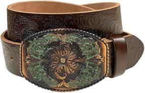 img 4 attached to 🤠 Authentic Western Tooled Grain Leather Brown Men's Accessories and Belts: Handcrafted Quality for Style and Durability