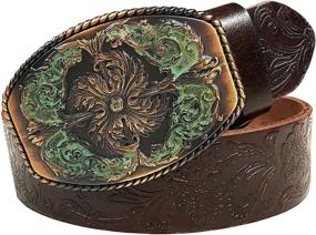 img 3 attached to 🤠 Authentic Western Tooled Grain Leather Brown Men's Accessories and Belts: Handcrafted Quality for Style and Durability