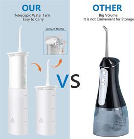 img 1 attached to 🚿 Mini Cordless Water Flosser with Telescopic 180ml Tank - Portable Oral Irrigator for Efficient Teeth Cleaning and Travel - Rechargeable IPX7 Waterproof Design with 3 Modes and 2 Jet Tips Included