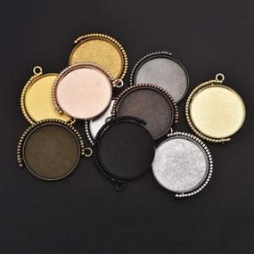 img 3 attached to 📿 DROLE 30Pcs 30mm Rotation Double Sides Round Cabochon Pendant Trays Kit for Jewelry Making – Includes 10Pcs Round Jewelry Bezels and 20Pcs 30mm Round Clear Glass Cabochons in 10 Colors