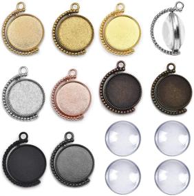 img 4 attached to 📿 DROLE 30Pcs 30mm Rotation Double Sides Round Cabochon Pendant Trays Kit for Jewelry Making – Includes 10Pcs Round Jewelry Bezels and 20Pcs 30mm Round Clear Glass Cabochons in 10 Colors