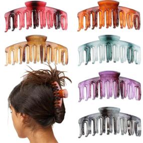 img 4 attached to Premium Claw Hair Clips for Women - Strong Hold 4.3 Inch Large Hair Claws for Thick and Thin Hair - French Styling Jaw Clips (6pcs)