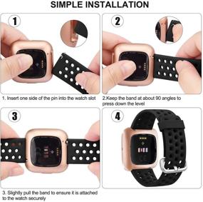 img 2 attached to Meliya Silicone Bands: Stylish and Breathable Fitbit Versa 2 / Versa / Versa Lite Wristbands for Women and Men (Small, Black+Navy Blue+Grey+Purple)