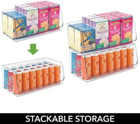 img 1 attached to 📦 mDesign Extra Large Stackable Plastic Food Storage Organizer Bin Basket - 15" Wide, 2 Pack - Clear