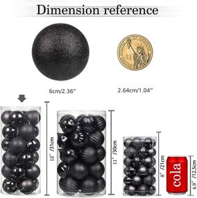 img 2 attached to 🎄 Jusdreen 24pcs 2.36"/60mm Shatterproof Christmas Balls Ornaments for Xmas Tree - Black Baubles Set with Hang Rope, Perfect Holiday Party Decoration