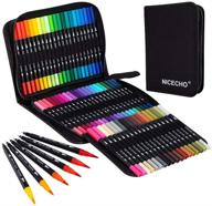 🖌️ vibrant dual brush pens: nicecho art markers, 60 artist coloring marker set for kids & adults - fine & brush tip pen art supplies for bullet journaling, drawing, coloring books, scrapbooking & more! logo