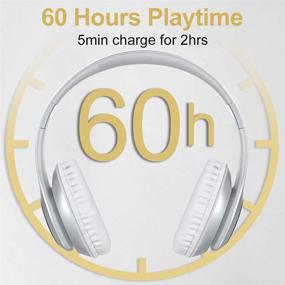 img 2 attached to 🎧 9S Bluetooth Headphones Over-Ear, [60 Hours Playtime] Hi-Fi Stereo Sound Foldable Headphones with Volume Control, Built-in Mic, 6EQ Modes, Soft Memory Earmuffs for Phone/PC - Silver