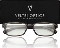 👓 veltri optics computer blue light blocking glasses - gaming glasses - anti eye strain - unisex sleek design - enhanced blue light glasses (warranty) logo