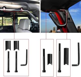 img 3 attached to 🚙 Sulythw Aluminum Grab Bar Handles - Premium Steel Kit for Jeep Wrangler JK JKU 2007-2017/2018 (Black)