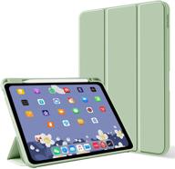 📱 aoub case for ipad pro 12.9 2020 & 2018 - auto sleep/wake, slim trifold stand smart cover with pencil holder, soft tpu back case, light green - 12.9 inch ipad pro logo