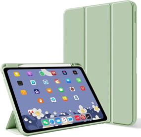 img 4 attached to 📱 Aoub Case for iPad Pro 12.9 2020 & 2018 - Auto Sleep/Wake, Slim Trifold Stand Smart Cover with Pencil Holder, Soft TPU Back Case, Light Green - 12.9 inch iPad Pro