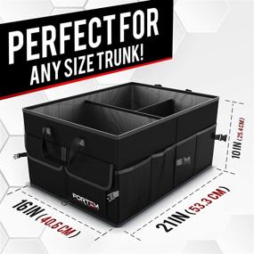 img 2 attached to 🚗 FORTEM Car Trunk Organizer: Collapsible Multi-Compartment Storage Solution with Adjustable Straps - Black