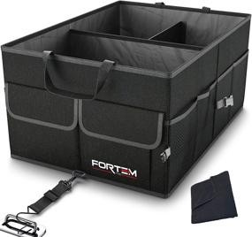 img 4 attached to 🚗 FORTEM Car Trunk Organizer: Collapsible Multi-Compartment Storage Solution with Adjustable Straps - Black