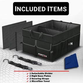 img 1 attached to 🚗 FORTEM Car Trunk Organizer: Collapsible Multi-Compartment Storage Solution with Adjustable Straps - Black