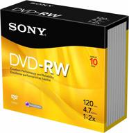 💽 sony 10dmw47ss 2x 4.7 gb dvd-rw discs - pack of 10 logo