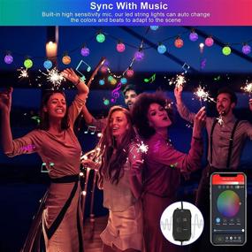 img 2 attached to 🎉 23FT G40 Smart Bluetooth Outdoor String Lights, Multicolored Patio Lights with 25 LED Bulbs & Remote, Music Sync Waterproof APP Control for Christmas Backyard Porch Party Decor