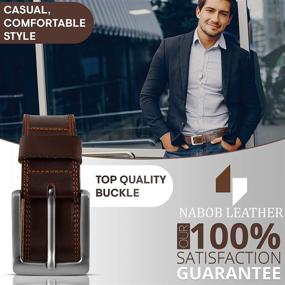 img 1 attached to 👔 Stylish Nabob Leather Belt with Intricate Stitching for Men