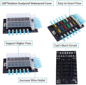 img 3 attached to 12 Way Marine Fuse Box with Indicator and Waterproof Cover - Ideal for Automotive, Car, Marine, Boat, RV - 12V/24V Circuit ATP/ATC/ATO with Negative Bus