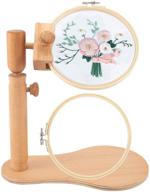 🪡 rotated adjustable embroidery frame stand with 6.7'' embroidery hoops - wooden cross stitch hoop holder for art, craft, sewing, and needlework logo