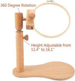 img 3 attached to 🪡 Rotated Adjustable Embroidery Frame Stand with 6.7'' Embroidery Hoops - Wooden Cross Stitch Hoop Holder for Art, Craft, Sewing, and Needlework