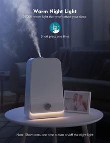 img 2 attached to 🏢 Large Room Air Humidifiers - Ultra Quiet 26dB Cool Mist, 6L Capacity for Home, Office with Auto Shut Off, Night Light, 360° Adjustable Rotation Nozzle and 20-60H Humidifying (White)