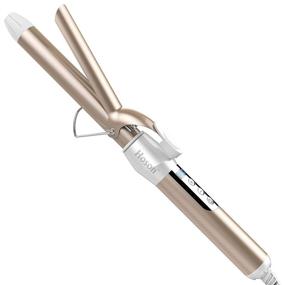 img 4 attached to 🔥 Hoson 1 Inch Ceramic Coating Barrel Curling Iron, Professional Tourmaline Curling Wand with LCD Display, 9 Heat Settings & Glove (Gold)